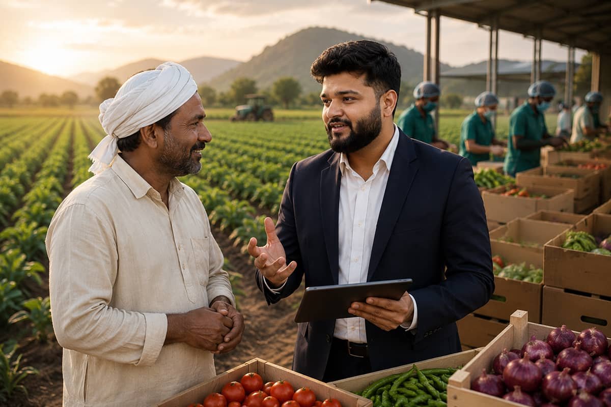 Farmer harvesting fresh produce for DMK Agro Export